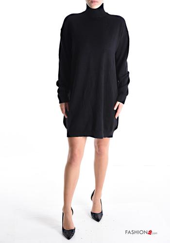  long sleeve knee-length Dress Rollneck Black