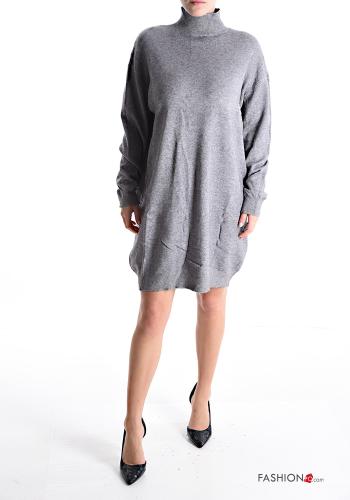  long sleeve knee-length Dress Rollneck Grey 20%