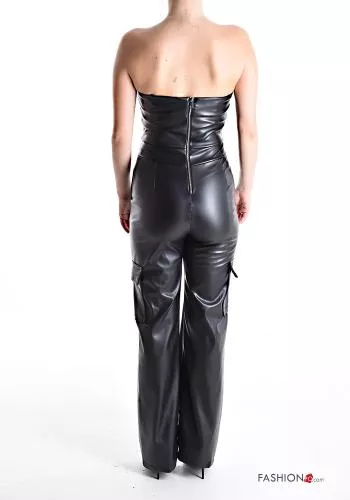  faux leather Jumpsuit with pockets with zip