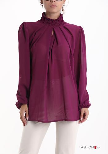  ballonärmel Bluse Rollkragen- Mauve