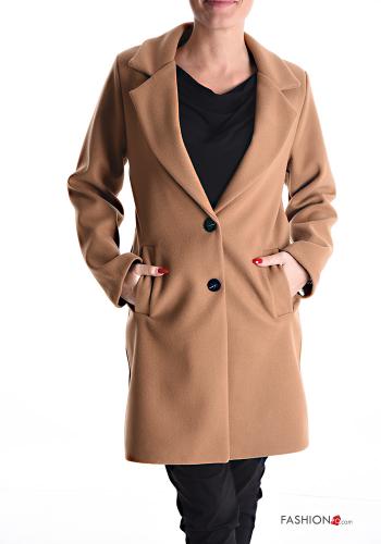  Coat with buttons with lining with pockets Light brown
