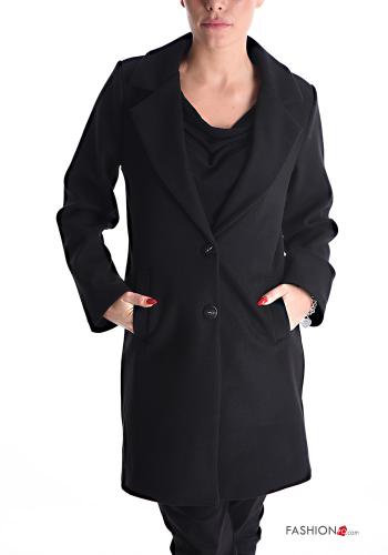  Coat with buttons with lining with pockets Black