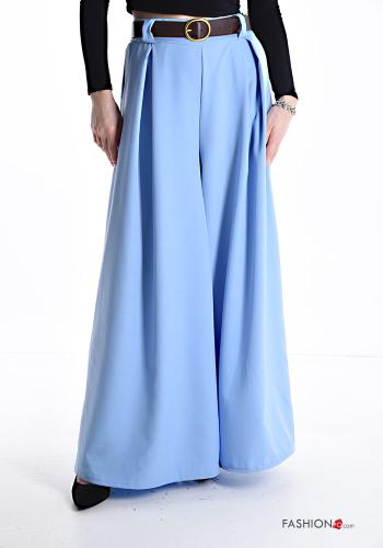  wide leg Trousers with belt with elastic with pockets Alice blue