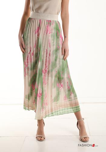  Falda con plisado Longuette Estampado colorido con elástico 