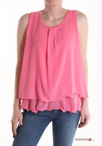  Tank-Top with flounces Dark pink