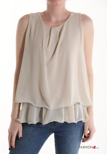  Tank-Top with flounces Biscuit