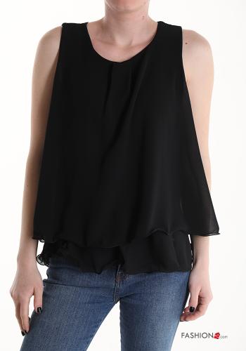 Tank-Top with flounces Black