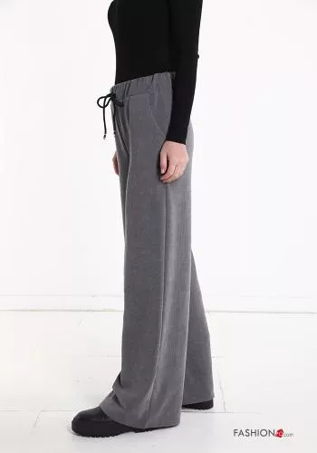  Pantalone in velluto costine con elastico con tasche con coulisse 