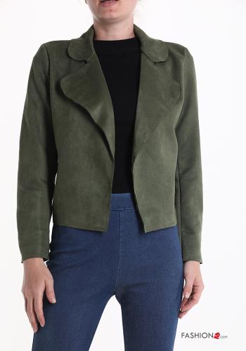  Bolerino camoscio con zip  Grigio té verde