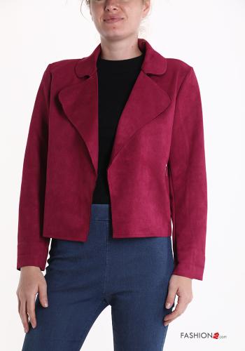  Bolerino camoscio con zip  Bordeaux