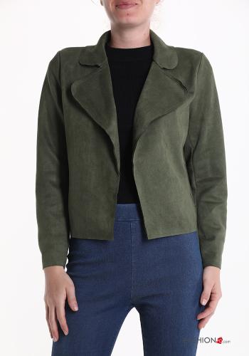  Bolerino camoscio con zip  Grigio asparago