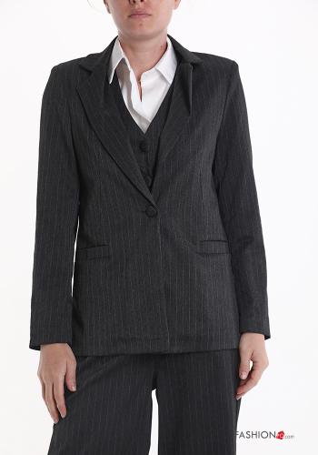  Blazer Fantasia righe con bottoni con fodera  Grigio 80%