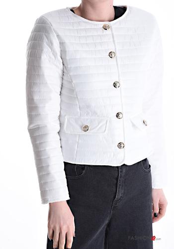  Puffer Jacket with buttons White
