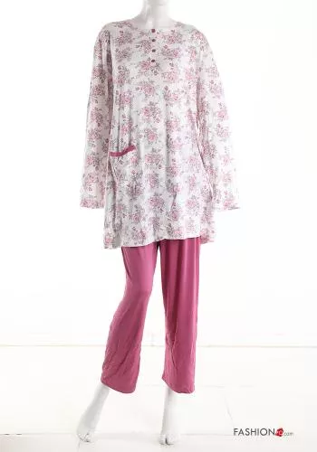 15-teiliges Set Blumenmuster Voller Pyjama aus Baumwolle 