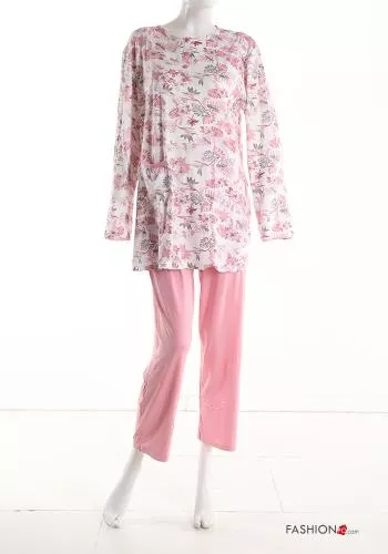 15-teiliges Set Blumenmuster Voller Pyjama aus Baumwolle 
