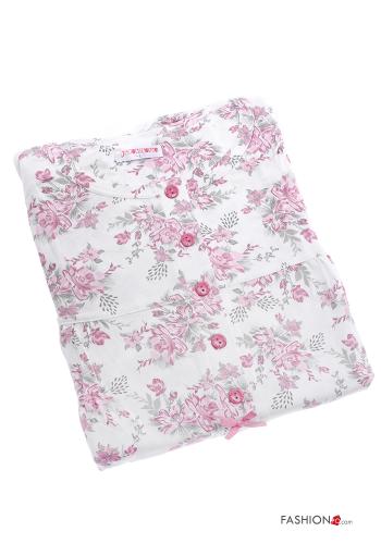 15-teiliges Set Blumenmuster Nachthemd aus Baumwolle mit Knöpfen