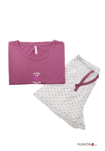 12-teiliges Set gepunktet Voller Pyjama aus Baumwolle 