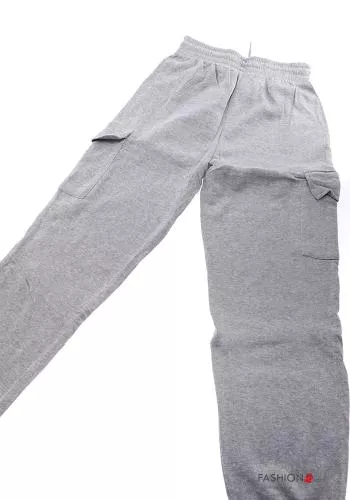  Pantalone sportivo in Cotone con elastico con tasche con coulisse 