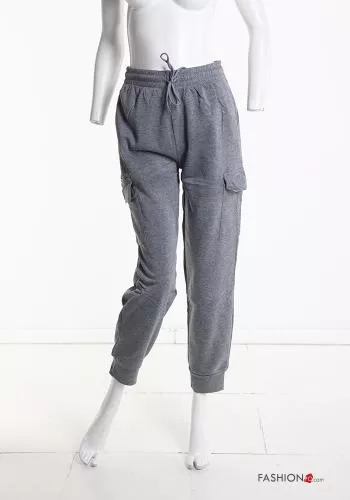  Pantalone sportivo in Cotone con elastico con tasche con coulisse 