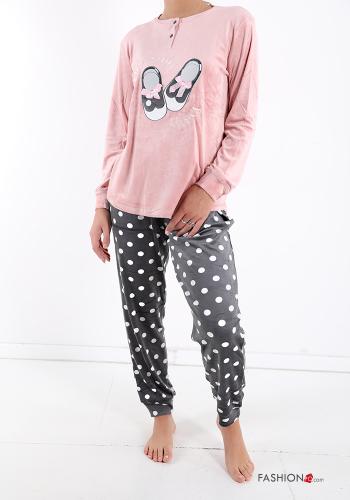 Pyjama en Coton Imprimé à pois Couleurs variées