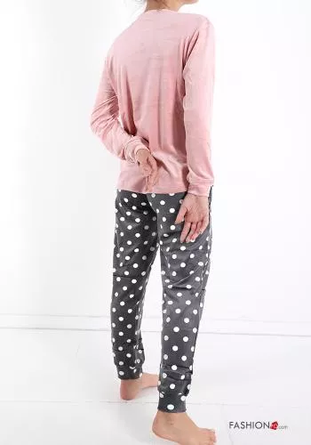 Pyjama en Coton Imprimé à pois