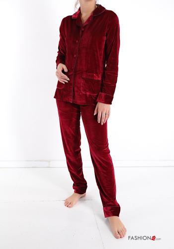 Pyjama Velours avec des boutons Couleurs variées