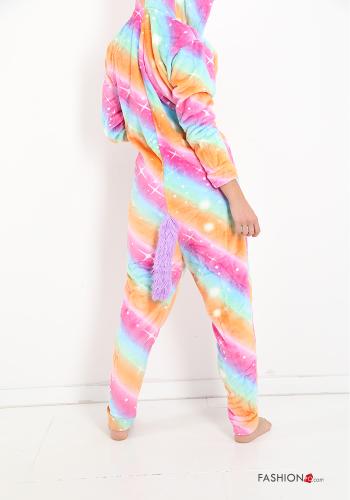 Pijama  com fecho Padrão colorido Cores diversas