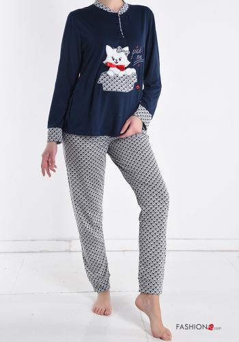  Animal motif Cotton Pyjama set with buttons