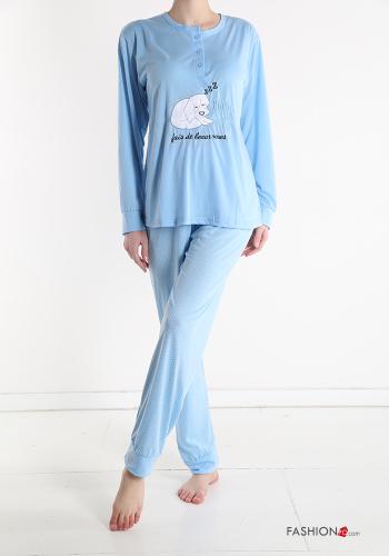  Pijama completo de Algodón Estampado animales con botones 