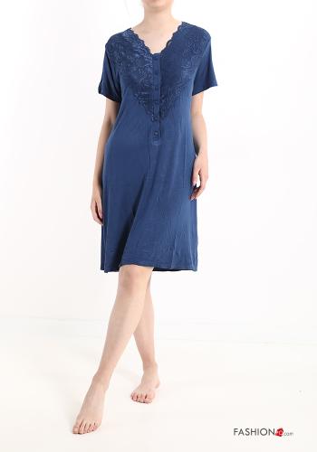  lace v-neck Cotton Night dress with buttons