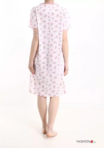  Floral Cotton Night dress with buttons with pockets