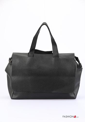  faux leather adjustable Bag with pockets with shoulder strap with zip Black