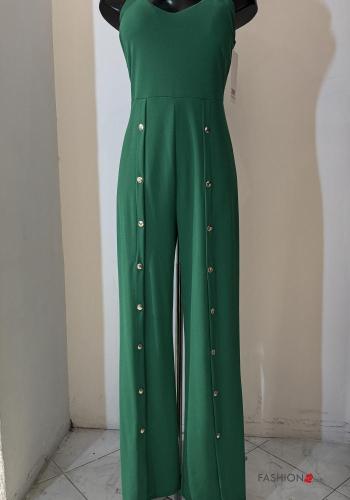  sleeveless Jumpsuit with buttons with v-neck