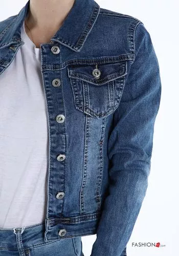  denim Cotton Jacket with buttons with pockets