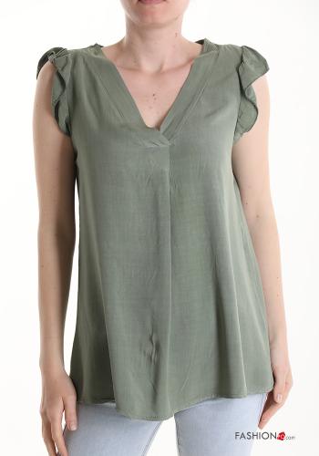  sleeveless Blouse with v-neck Light sea green