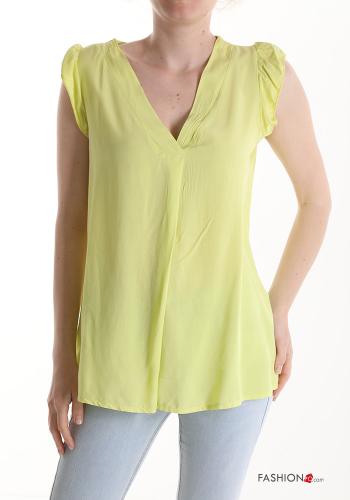  sleeveless Blouse with v-neck Yellow