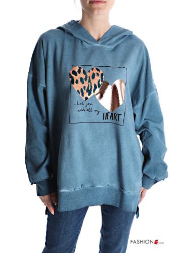  Patterned Cotton Sweatshirt with hood