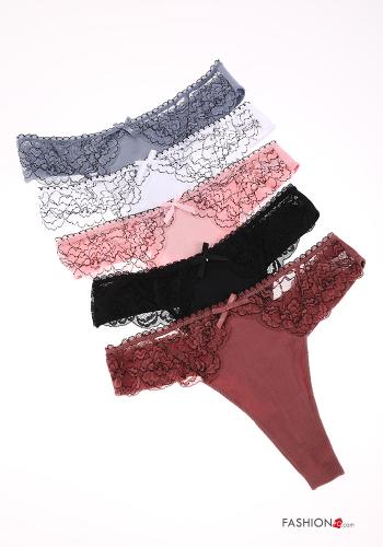 24-teiliges Set Spitze- Brasilianischer Slip aus Baumwolle 