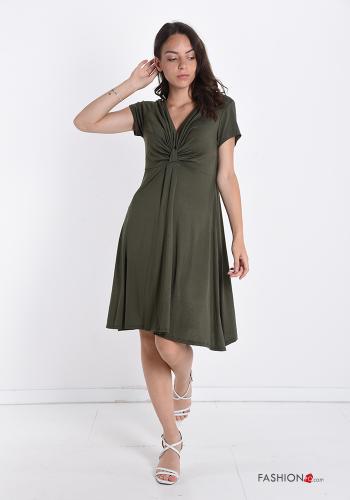  V-Ausschnitt Kleid  Olivgrün