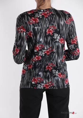  Camiseta de manga larga de Algodón Estampado floral 