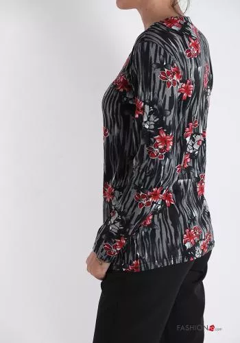  Camisola de mangas compridas em Algodão Padrão floral 