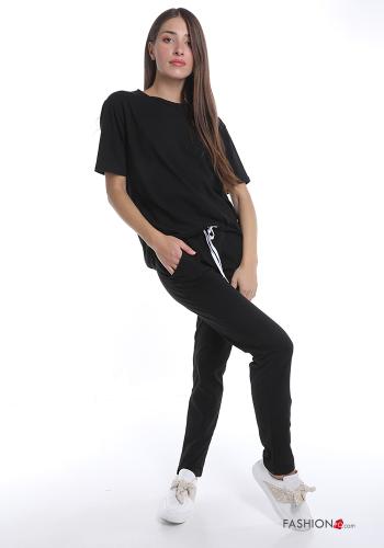  Tuta sportiva in Cotone con tasche con fiocco  Nero
