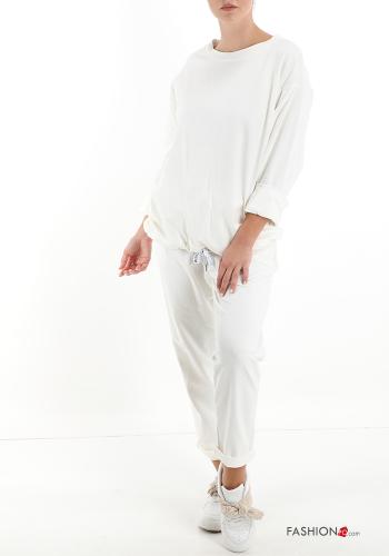  Survêtement de sport en Coton avec poches avec noeud  Blanc