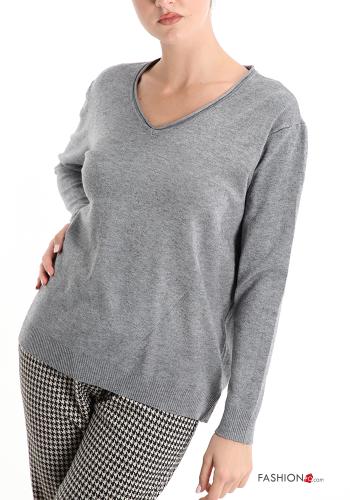  Casual Long sleeved top  Grey