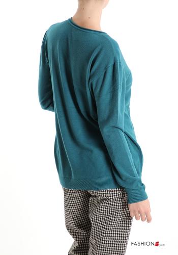  Casual Long sleeved top  Teal