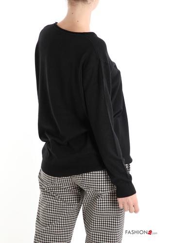  Casual Long sleeved top  Black