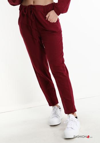  Pantalone sportivo in Cotone con tasche con fiocco  Rosso