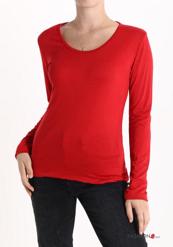  Casual Long sleeved top  Red