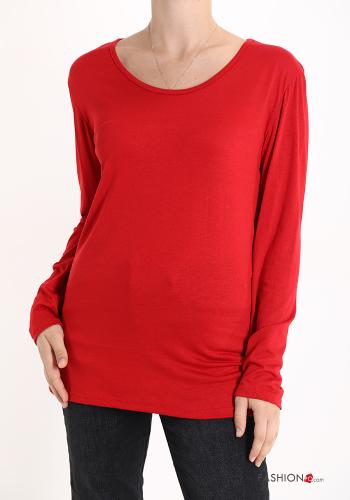  Casual Long sleeved top  Red