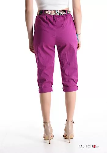  Pantalons Corsaires en Coton avec ceinture en tissu avec poches avec élastique 